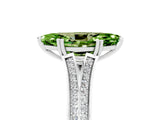 White gold Marquise Cut Peridot Split Shank Engagement Ring with Pavé Band_5