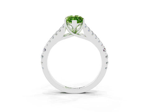 White gold Marquise Cut Peridot Split Shank Pavé Engagement Ring with Four-Prong Setting_15