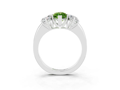 White gold Marquise Cut Peridot Three-Stone Ring with Four-Prong Setting and Classic Band_3