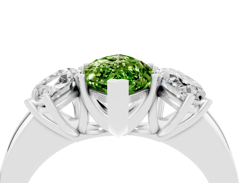White gold Marquise Cut Peridot Three-Stone Ring with Four-Prong Setting and Classic Band_4