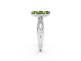 White gold Marquise Cut Peridot Three-Stone Ring with Pavé Split Shank and Four-Prong Setting_14