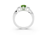 White gold Marquise Cut Peridot Three-Stone Ring with Pavé Split Shank and Four-Prong Setting_15