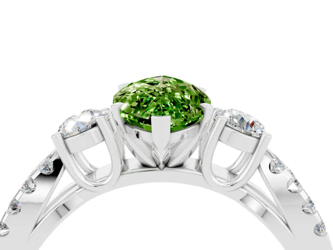 White gold Marquise Cut Peridot Three-Stone Ring with Pavé Split Shank and Four-Prong Setting_16