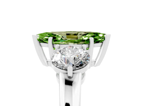 White gold Marquise Cut Peridot Three-Stone Ring with Prong Setting and Classic Band_5