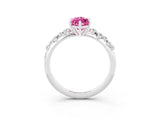 White gold Marquise Cut Pink Sapphire Cluster Side Stone Solitaire Ring with Prong Setting_69