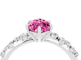 White gold Marquise Cut Pink Sapphire Cluster Side Stone Solitaire Ring with Prong Setting_70