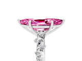White gold Marquise Cut Pink Sapphire Cluster Side Stone Solitaire Ring with Prong Setting_71