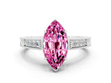 White gold Marquise Cut Pink Sapphire Engagement Ring with Milgrain Channel Set Band and Prong Setting_24