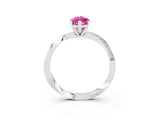 White gold Marquise Cut Pink Sapphire Engagement Ring with Side Stone Accents and Four-Prong Setting_27