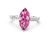 White gold Marquise Cut Pink Sapphire Engagement Ring with Side Stone Accents and Four-Prong Setting_51