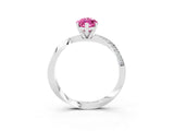 White gold Marquise Cut Pink Sapphire Engagement Ring with Side Stone Accents and Four-Prong Setting_54