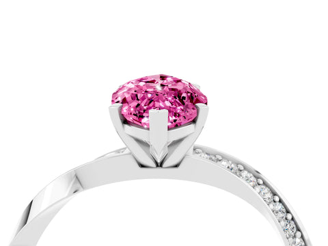 White gold Marquise Cut Pink Sapphire Engagement Ring with Side Stone Accents and Four-Prong Setting_55