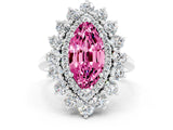 White gold Marquise Cut Pink Sapphire Floral Double Halo Engagement Ring with Prong Setting_37