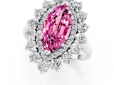 White gold Marquise Cut Pink Sapphire Floral Double Halo Engagement Ring with Prong Setting_37