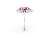 White gold Marquise Cut Pink Sapphire Floral Double Halo Engagement Ring with Prong Setting_38