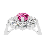 White gold Marquise Cut Pink Sapphire Floral Double Halo Engagement Ring with Prong Setting_40
