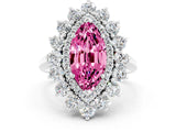 White gold Marquise Cut Pink Sapphire Floral Double Halo Engagement Ring with Prong Setting_60