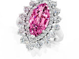 White gold Marquise Cut Pink Sapphire Floral Double Halo Engagement Ring with Prong Setting_61