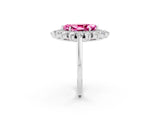 White gold Marquise Cut Pink Sapphire Floral Double Halo Engagement Ring with Prong Setting_62