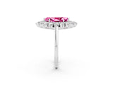 White gold Marquise Cut Pink Sapphire Floral Double Halo Engagement Ring with Prong Setting_86