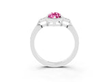 White gold Marquise Cut Pink Sapphire Halo Ring with Tapered Band and Four-Prong Setting_3