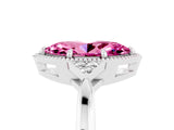 White gold Marquise Cut Pink Sapphire Halo Ring with Tapered Band and Four-Prong Setting_5