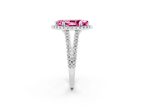 White gold Marquise Cut Pink Sapphire Halo Split Shank Engagement Ring_14