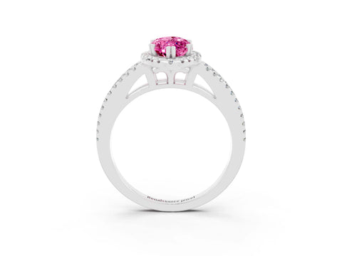 White gold Marquise Cut Pink Sapphire Halo Split Shank Engagement Ring_15