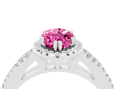 White gold Marquise Cut Pink Sapphire Halo Split Shank Engagement Ring_16