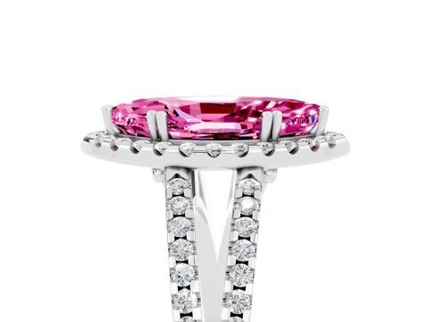 White gold Marquise Cut Pink Sapphire Halo Split Shank Engagement Ring_17