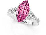 White gold Marquise Cut Pink Sapphire  Halo Twist Band Solitaire Prong Setting Ring_25