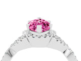 White gold Marquise Cut Pink Sapphire  Halo Twist Band Solitaire Prong Setting Ring_28