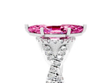 White gold Marquise Cut Pink Sapphire  Halo Twist Band Solitaire Prong Setting Ring_29