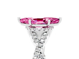White gold Marquise Cut Pink Sapphire Halo Twist Band Solitaire Prong Setting Ring_29
