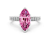 White gold Marquise Cut Pink Sapphire Milgrain Pavé Engagement Ring with Four-Prong Setting_24