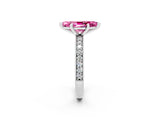 White gold Marquise Cut Pink Sapphire Milgrain Pavé Engagement Ring with Four-Prong Setting_26
