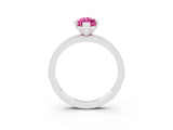White gold Marquise Cut Pink Sapphire Milgrain Pavé Engagement Ring with Four-Prong Setting_27