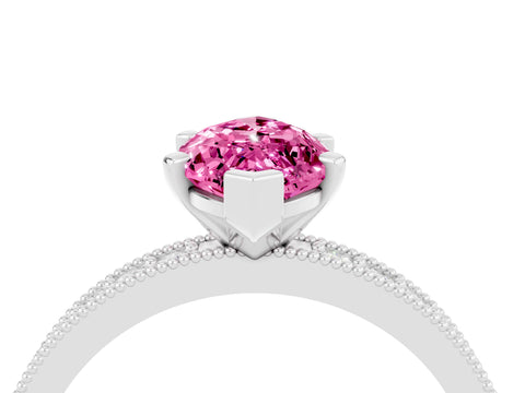 White gold Marquise Cut Pink Sapphire Milgrain Pavé Engagement Ring with Four-Prong Setting_28