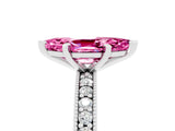 White gold Marquise Cut Pink Sapphire Milgrain Pavé Engagement Ring with Four-Prong Setting_29