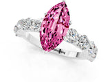 White gold Marquise Cut Pink Sapphire Prong Setting with Side Stones on a Pave Band_25