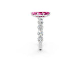 White gold Marquise Cut Pink Sapphire Prong Setting with Side Stones on a Pave Band_26
