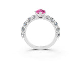 White gold Marquise Cut Pink Sapphire Prong Setting with Side Stones on a Pave Band_27