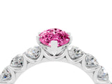White gold Marquise Cut Pink Sapphire Prong Setting with Side Stones on a Pave Band_28
