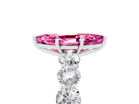 White gold Marquise Cut Pink Sapphire Prong Setting with Side Stones on a Pave Band_29