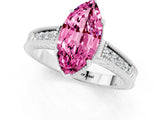 White gold Marquise Cut Pink Sapphire Ring with Milgrain Pavé Band and Four-Prong Setting_37