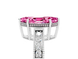 White gold Marquise Cut Pink Sapphire Ring with Milgrain Pavé Band and Four-Prong Setting_41