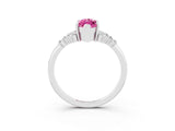 White gold Marquise Cut Pink Sapphire Ring with Side Stones and Four-Prong Setting_87