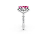 White gold Marquise Cut Pink Sapphire Scalloped Halo Engagement Ring with Round Shared Prong Band_32