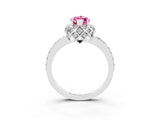 White gold Marquise Cut Pink Sapphire Scalloped Halo Engagement Ring with Round Shared Prong Band_33