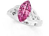 White gold Marquise Cut Pink Sapphire Solitaire Celtic Knot Ring with Four-Prong Setting_25